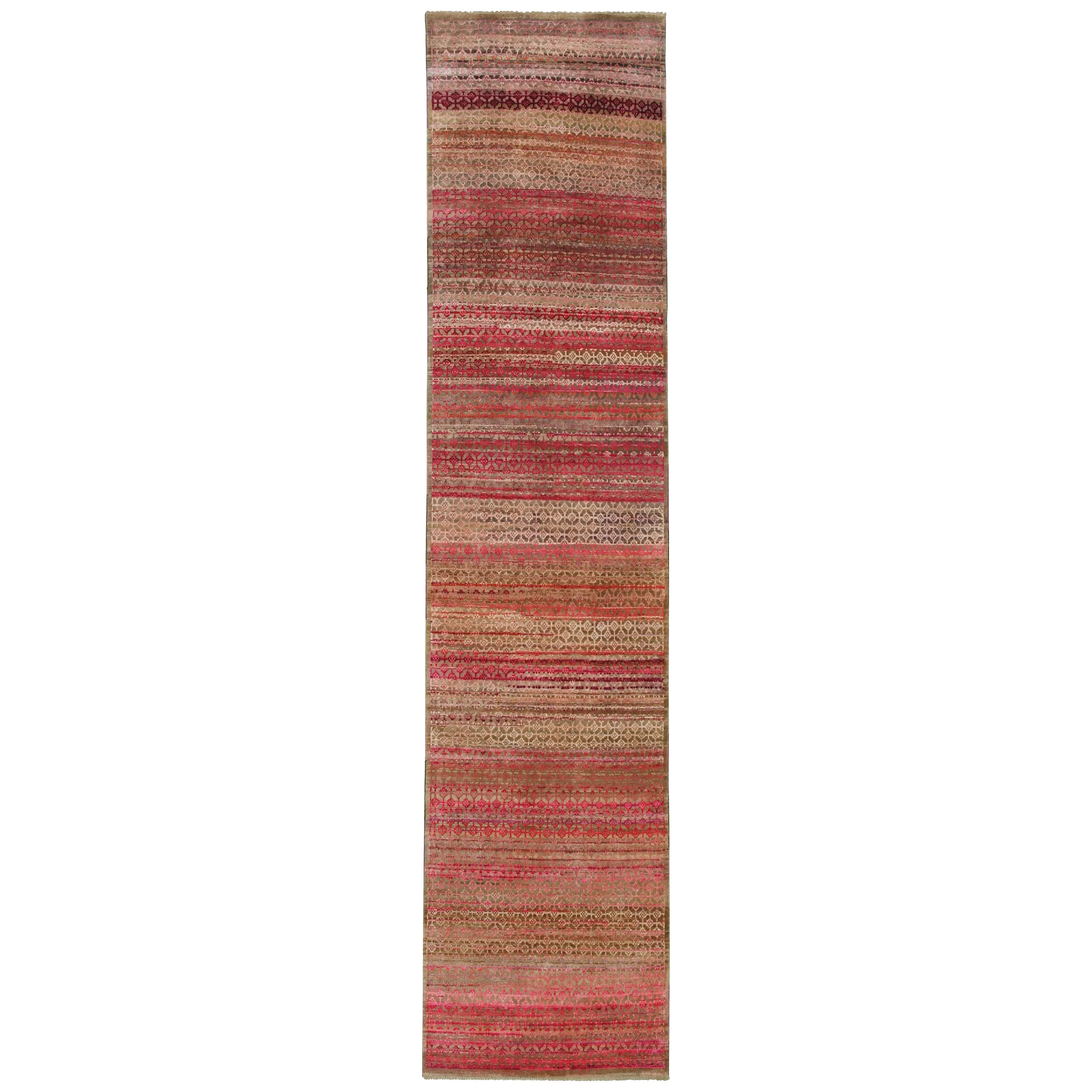 Red Alchemy Transitional Silk & Wool Runner - 3' x 12'6"