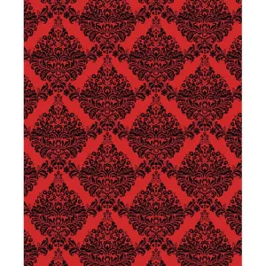 Red & Black Damask Printed Backdrop