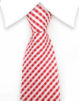 Red & White Extra Long Tie - 3XL Necktie