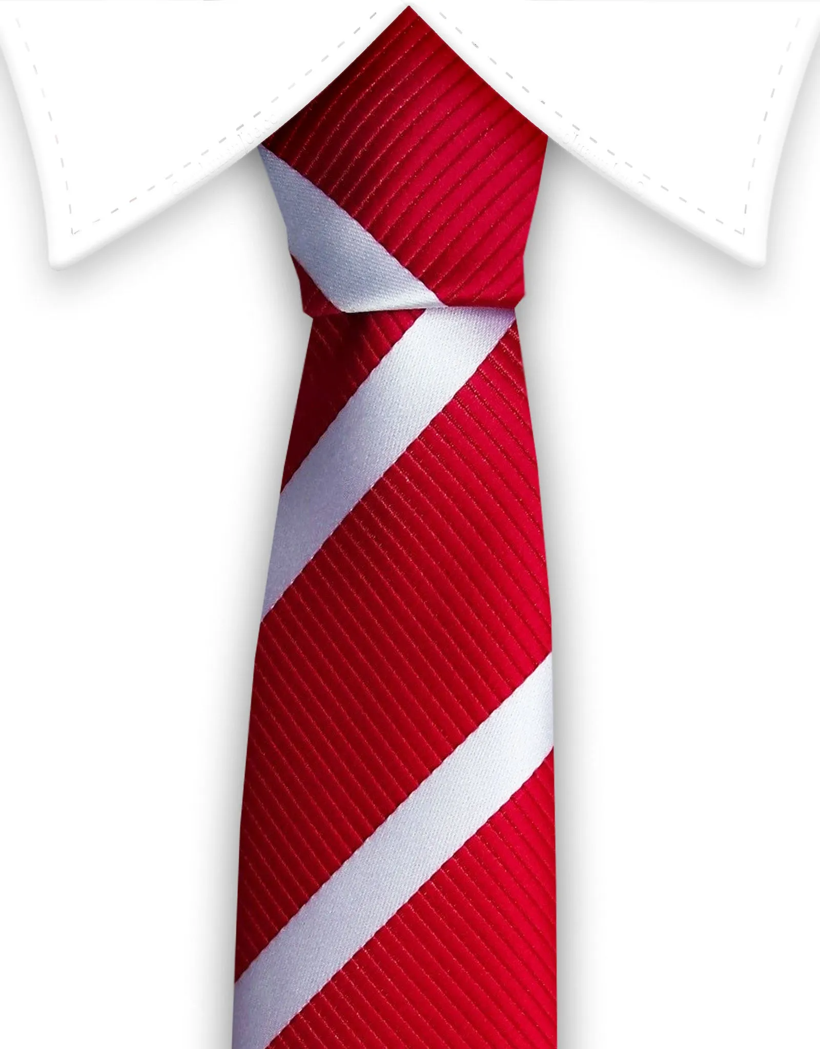 Red & White Striped Skinny Tie