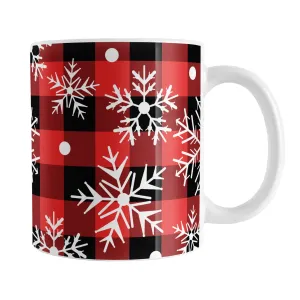 Red and Black Buffalo Plaid Snowflake Mug