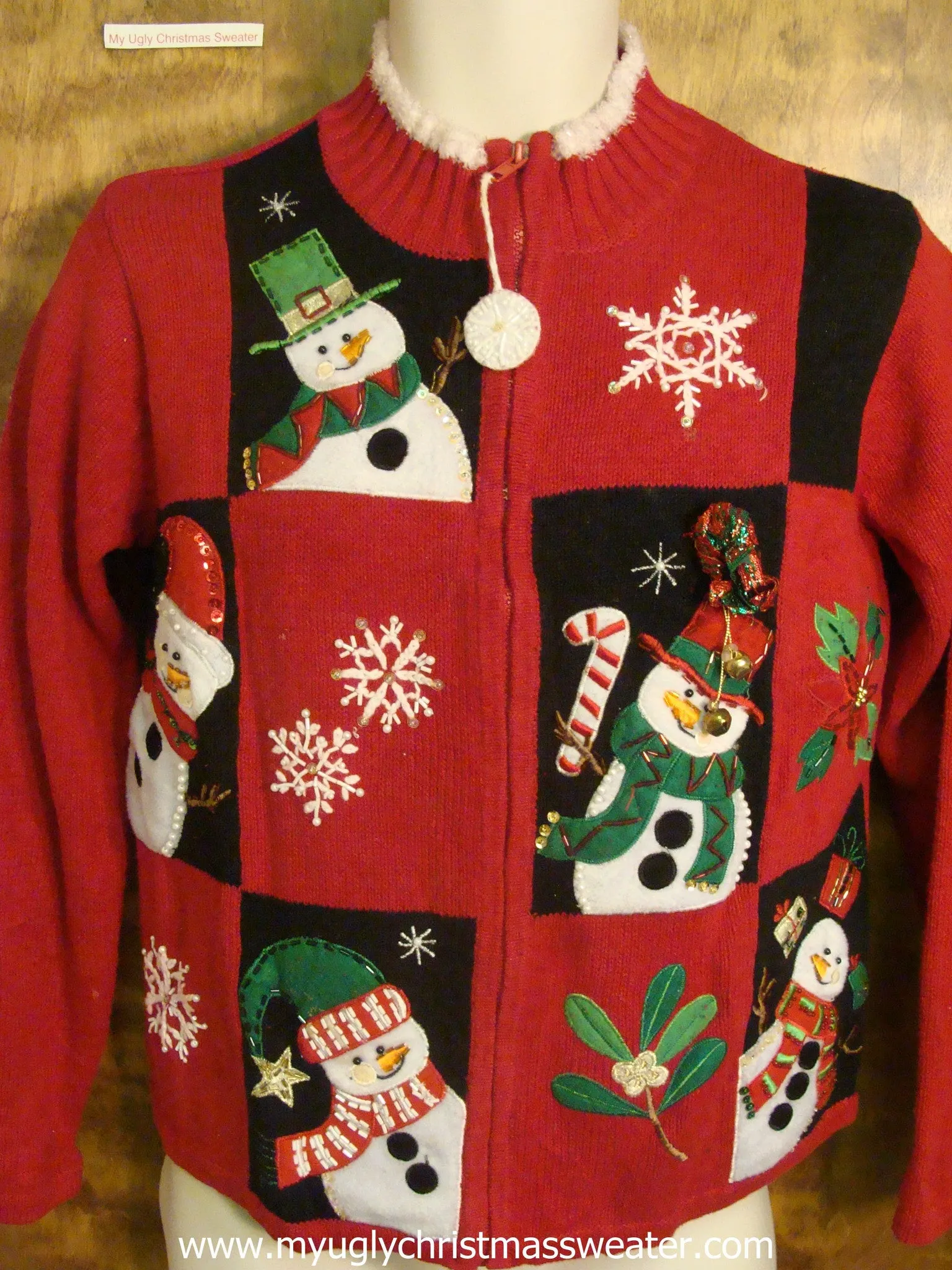 Red and Black Checkered Ugly Christmas Sweater