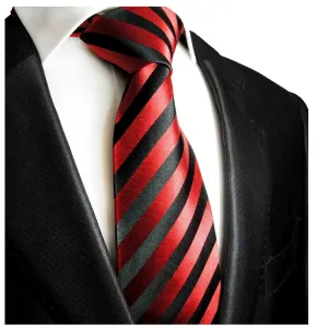 Red and Black Striped Silk Necktie by Paul Malone