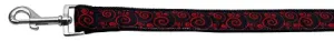 Red And Black Swirly Nylon Dog Leash 5-8 Inch Wide 4ft Long