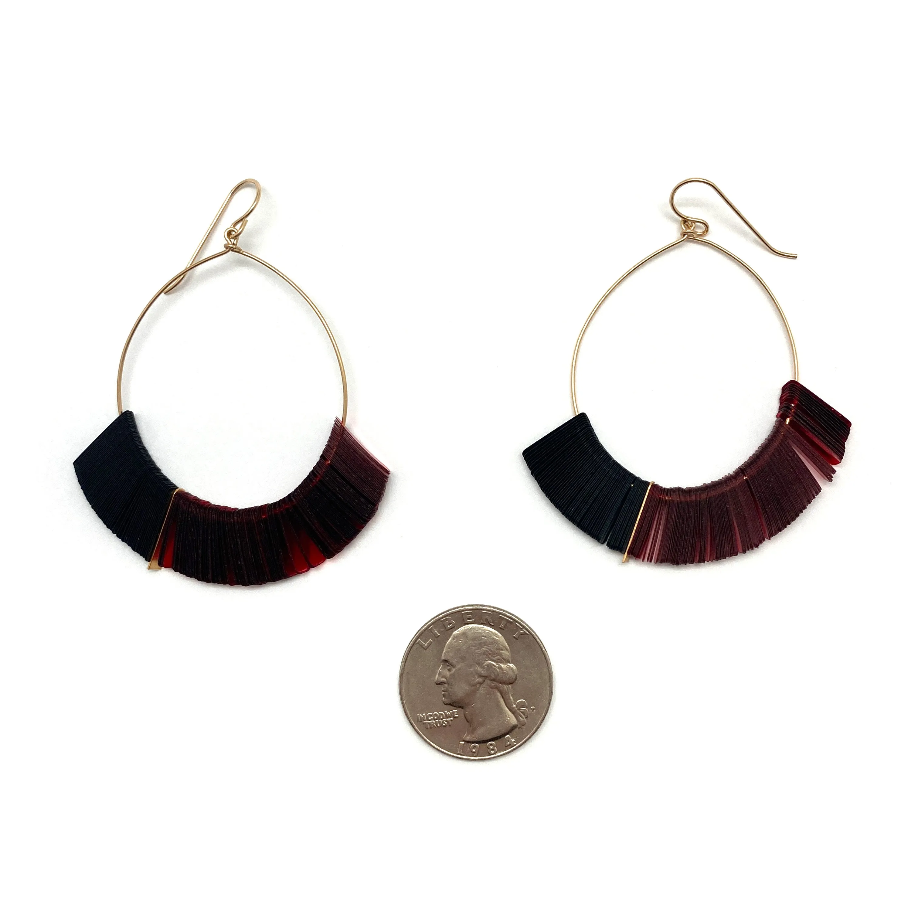 Red and Black Tassel Sequin Earrings