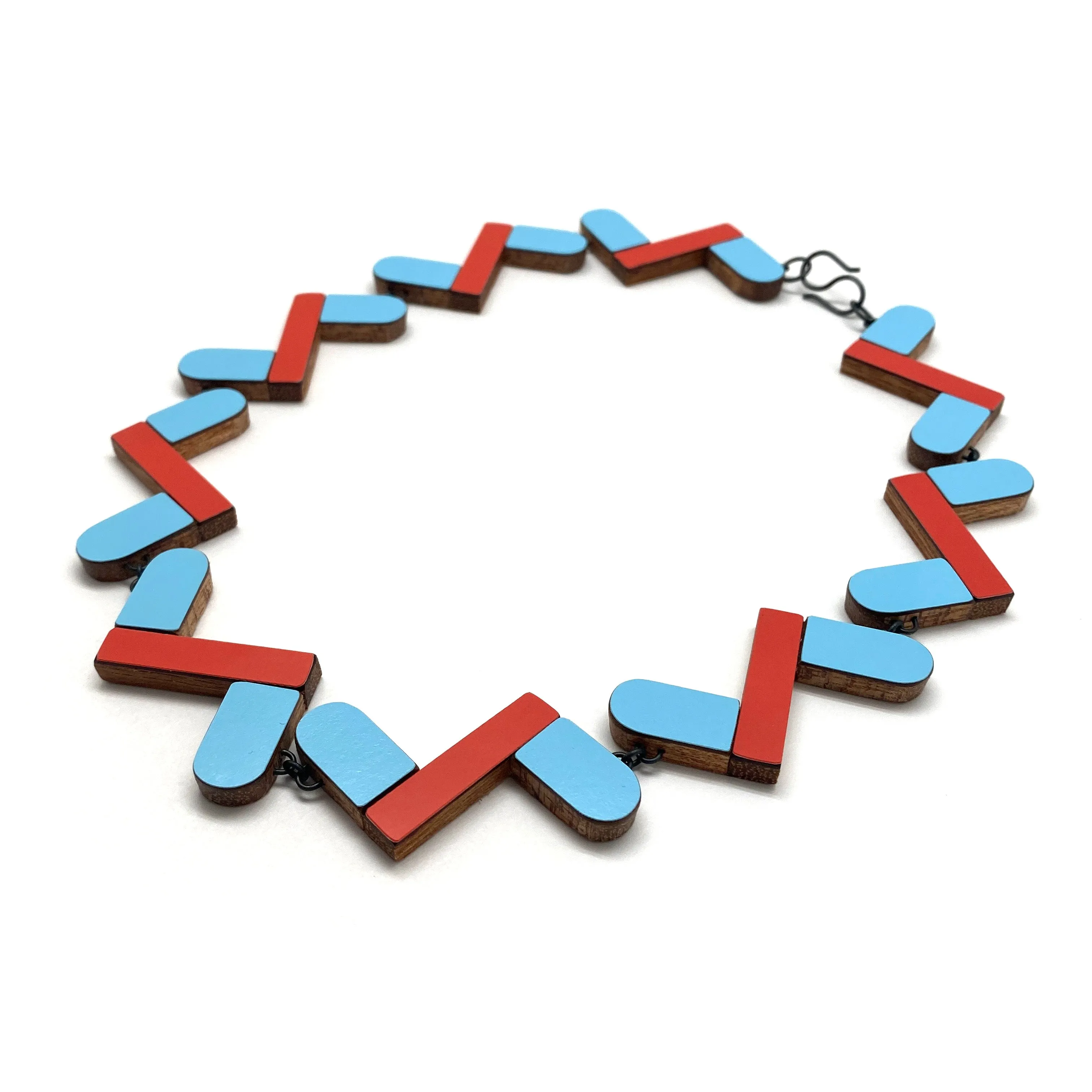 Red and Blue Geometric Necklace