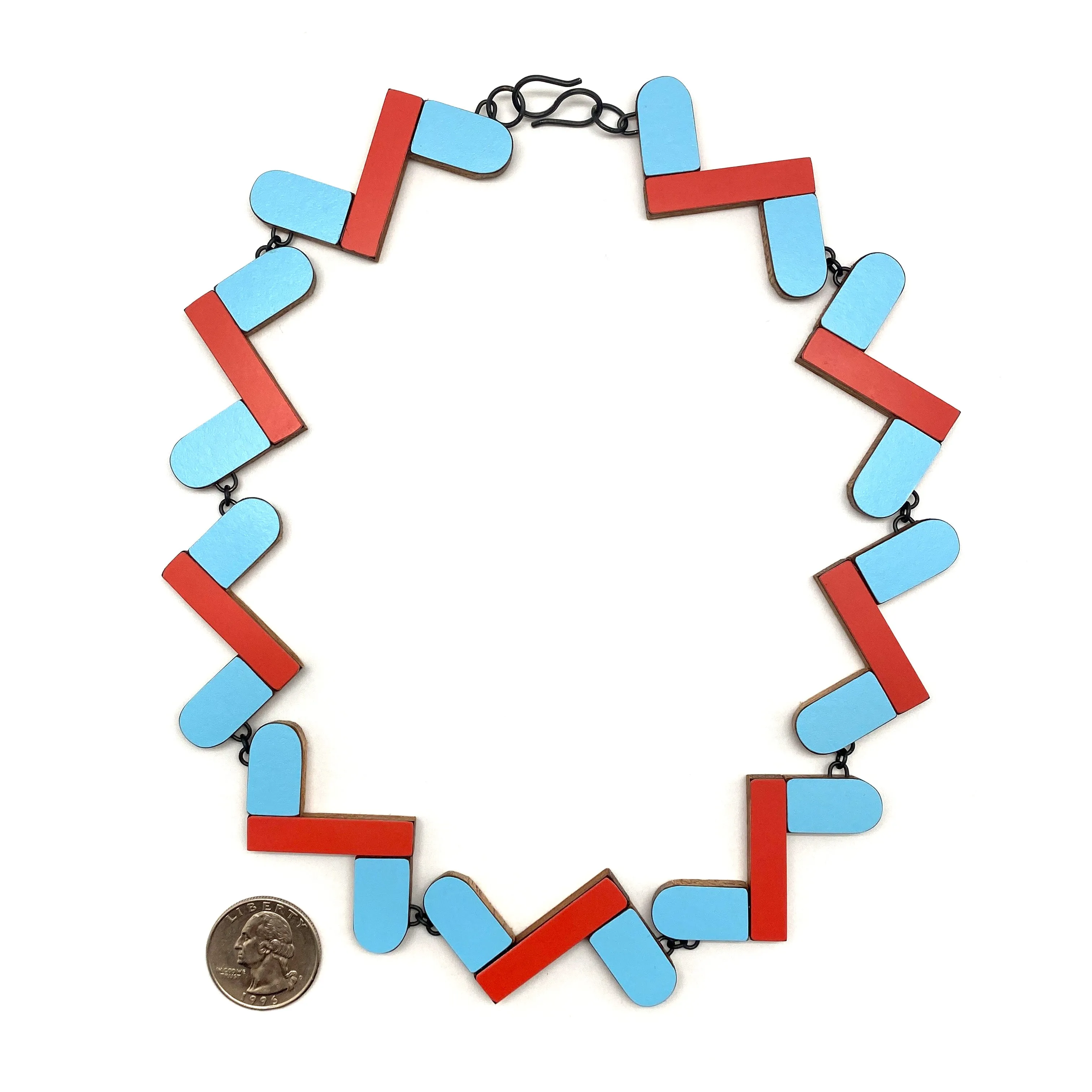 Red and Blue Geometric Necklace