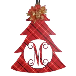 Red and Gold Christmas Décor, Customized Monogram Decoration, Initial Front Door Hanger