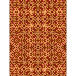 Red and Gold Gilded Damask Printed Backdrop