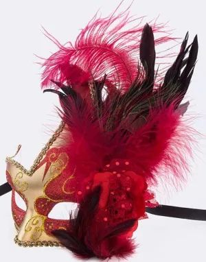 Red and Gold Mardi Gras Mask