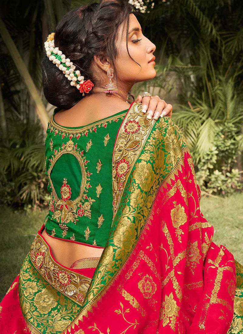 Red And Green Silk Saree