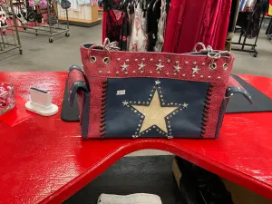 Red and navy blue star purse