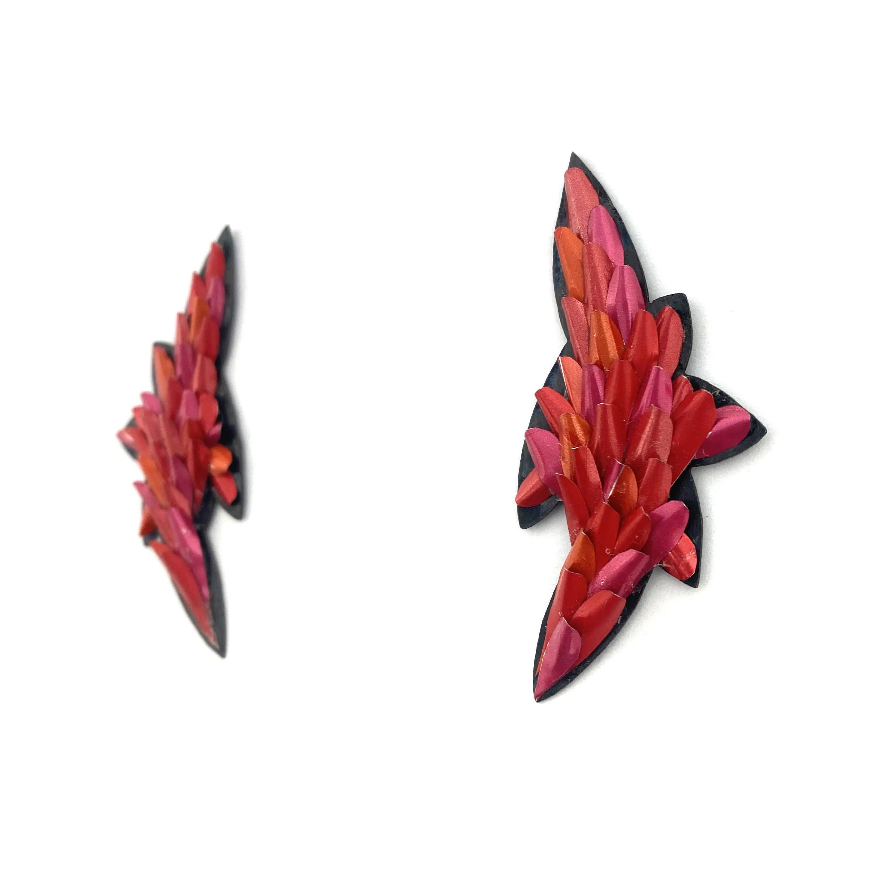 Red and Pink Aluminum Stud Earrings