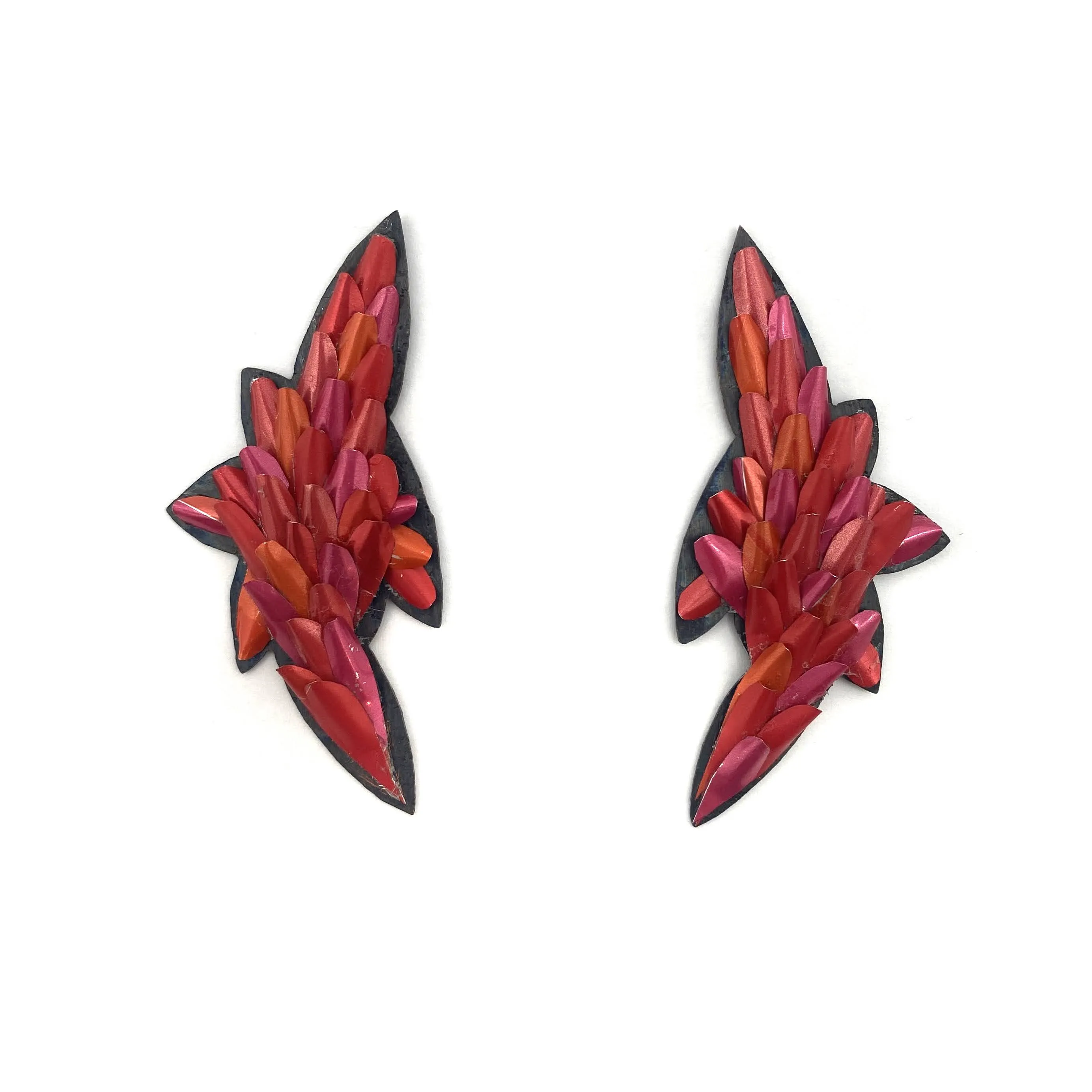 Red and Pink Aluminum Stud Earrings