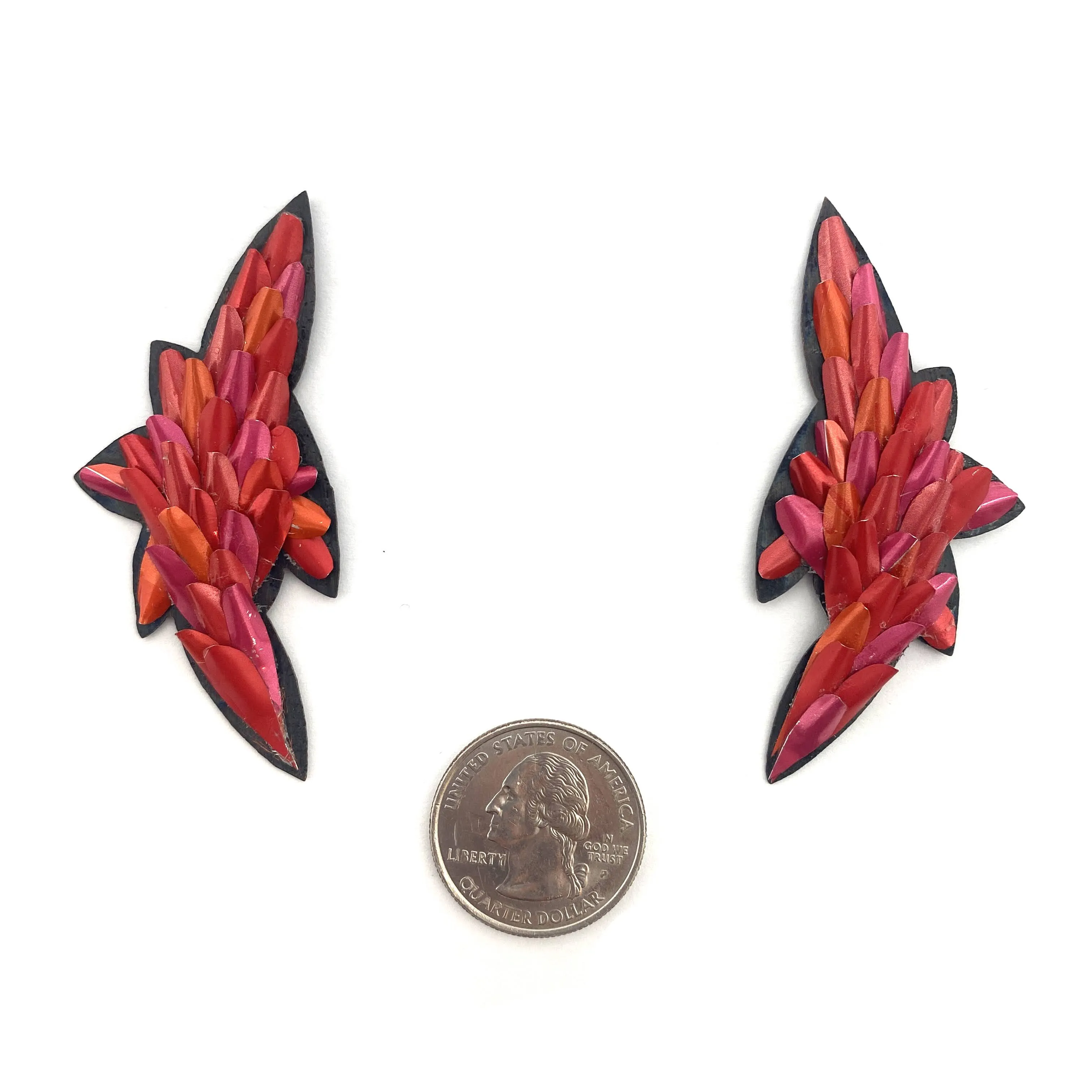 Red and Pink Aluminum Stud Earrings