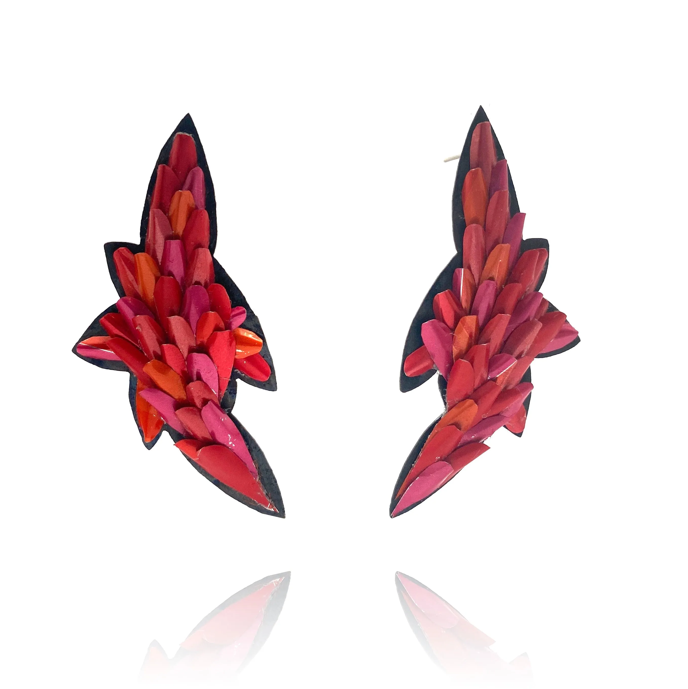 Red and Pink Aluminum Stud Earrings