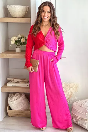 Red And Pink Top And Pants Set