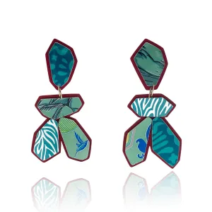 Red and Teal Geometric Earrings