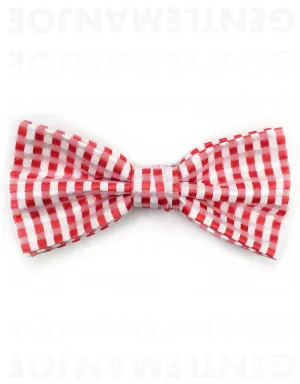 Red and White Seersucker Bow Tie