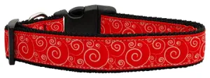 Red And White Swirly Nylon Cat Collar