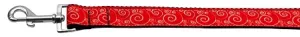 Red And White Swirly Nylon Dog Leash 3-8 Inch Wide 6ft Long