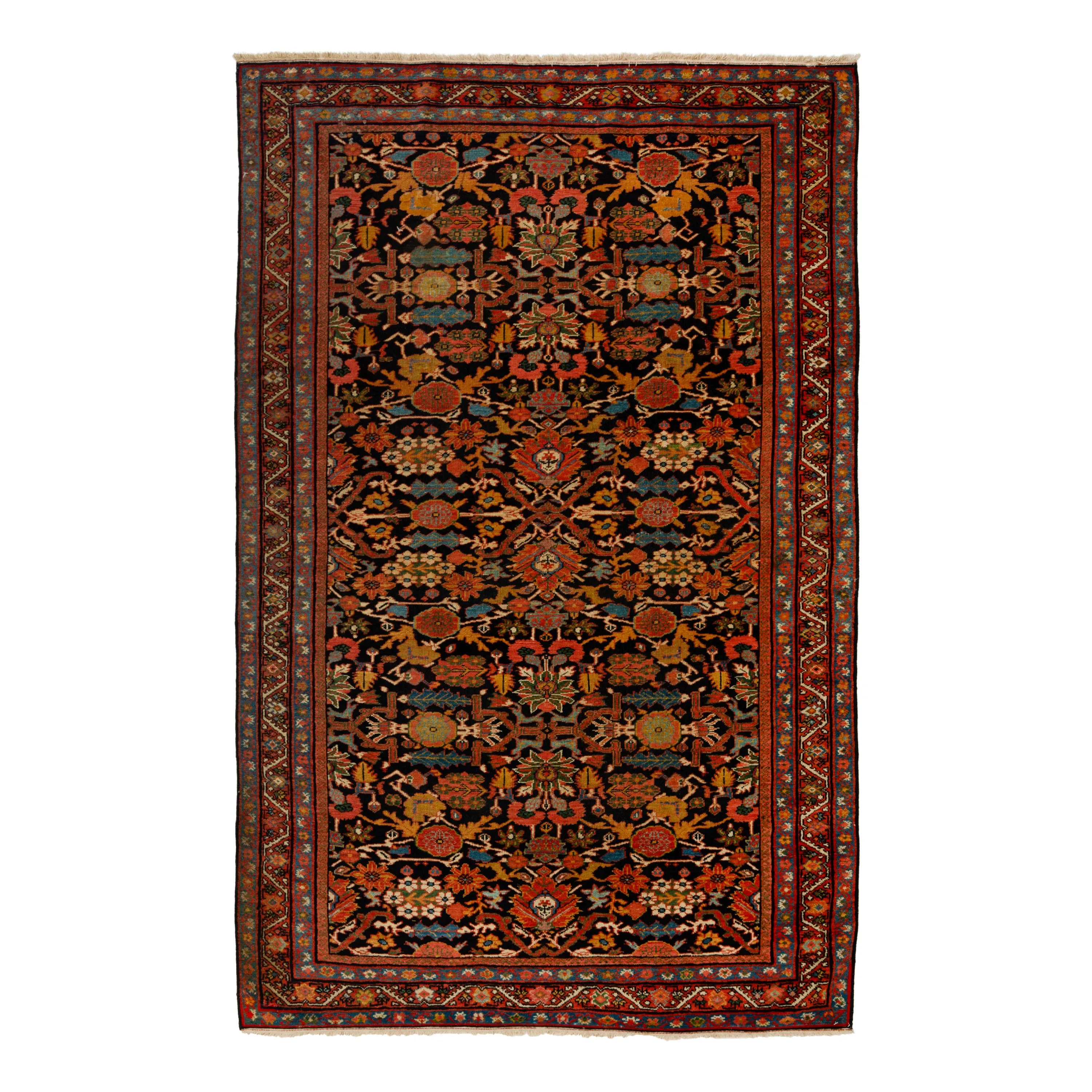 Red Antique Persian Sarouk Rug - 4'1" x 6'5"