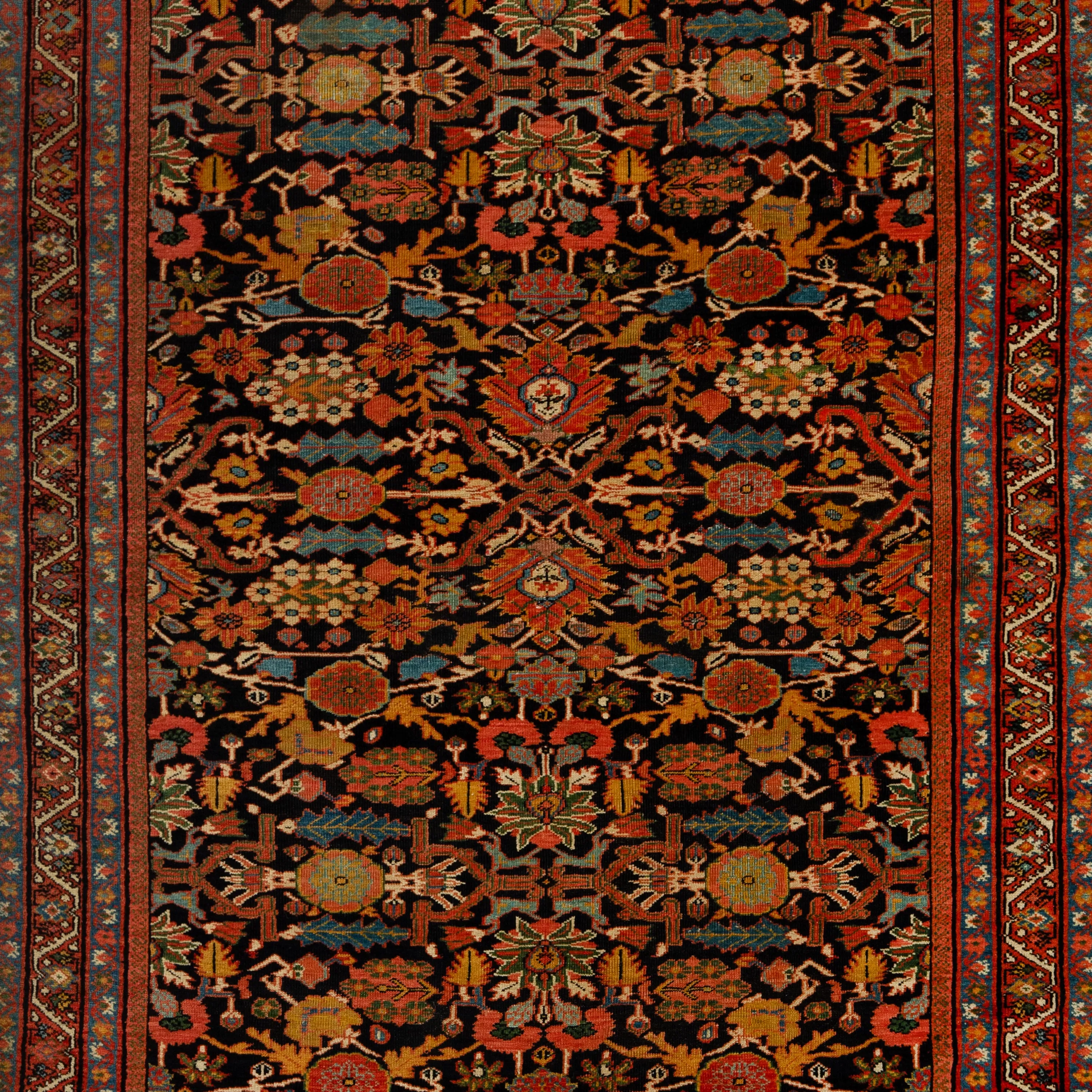 Red Antique Persian Sarouk Rug - 4'1" x 6'5"