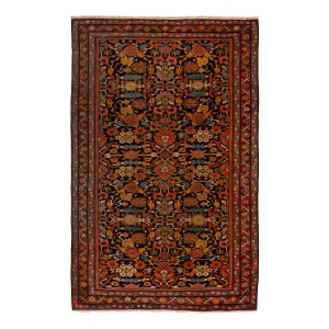 Red Antique Persian Sarouk Rug - 4'1" x 6'5"