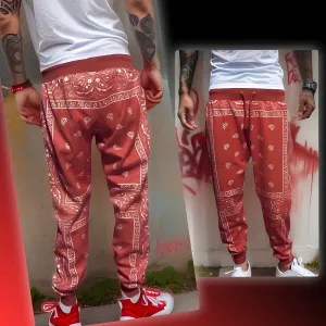 ^RED BANDANA^ JOGGER SWEATPANTS (BRIGHT RED / CUSTOM)