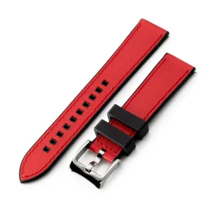 Red / Black Quick Release Leather-FKM Rubber Strap