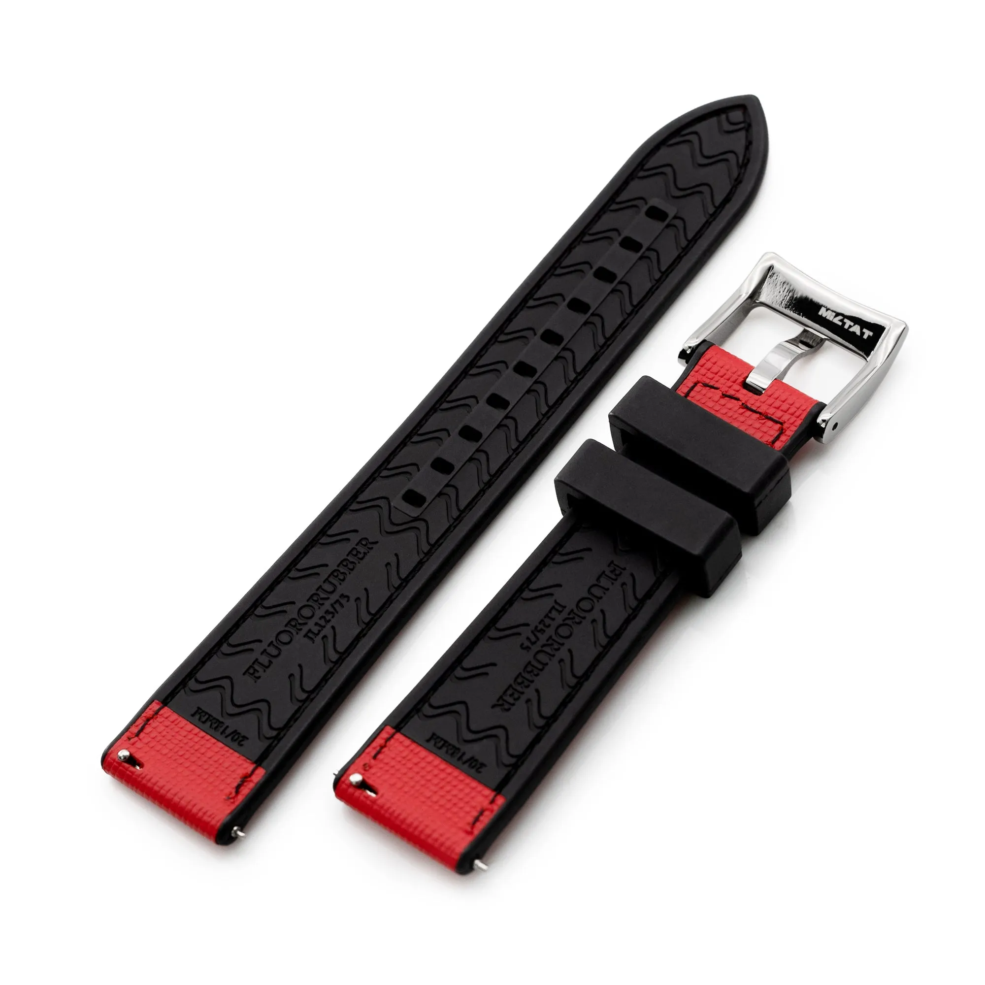 Red / Black Quick Release Leather-FKM Rubber Strap