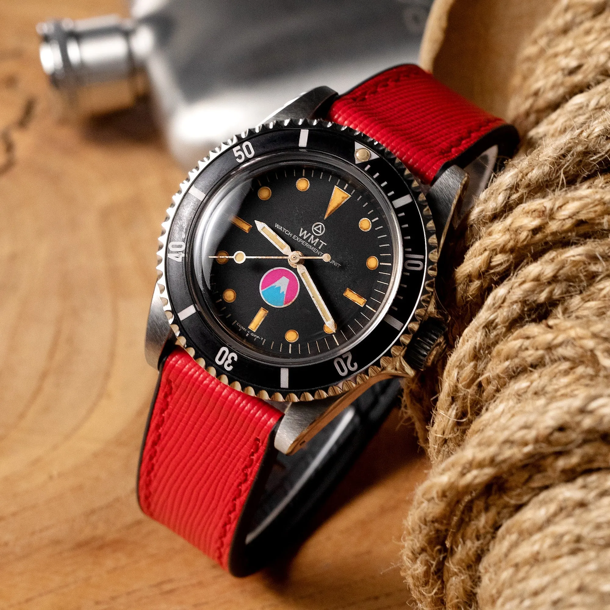 Red / Black Quick Release Leather-FKM Rubber Strap