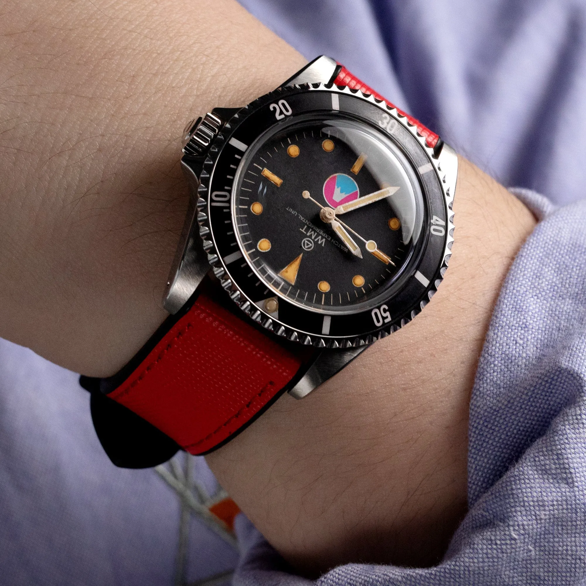 Red / Black Quick Release Leather-FKM Rubber Strap