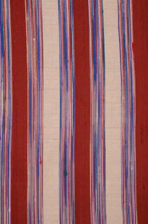 Red Blue 16 Striped Silk Shantung