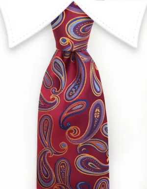 Red, Blue & Orange Paisley Silk Tie