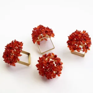 Red Bouquet Beaded Napkin Ring | Set of 4