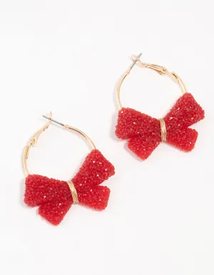 Red Bow Acrylic Hinge Hoop Earrings