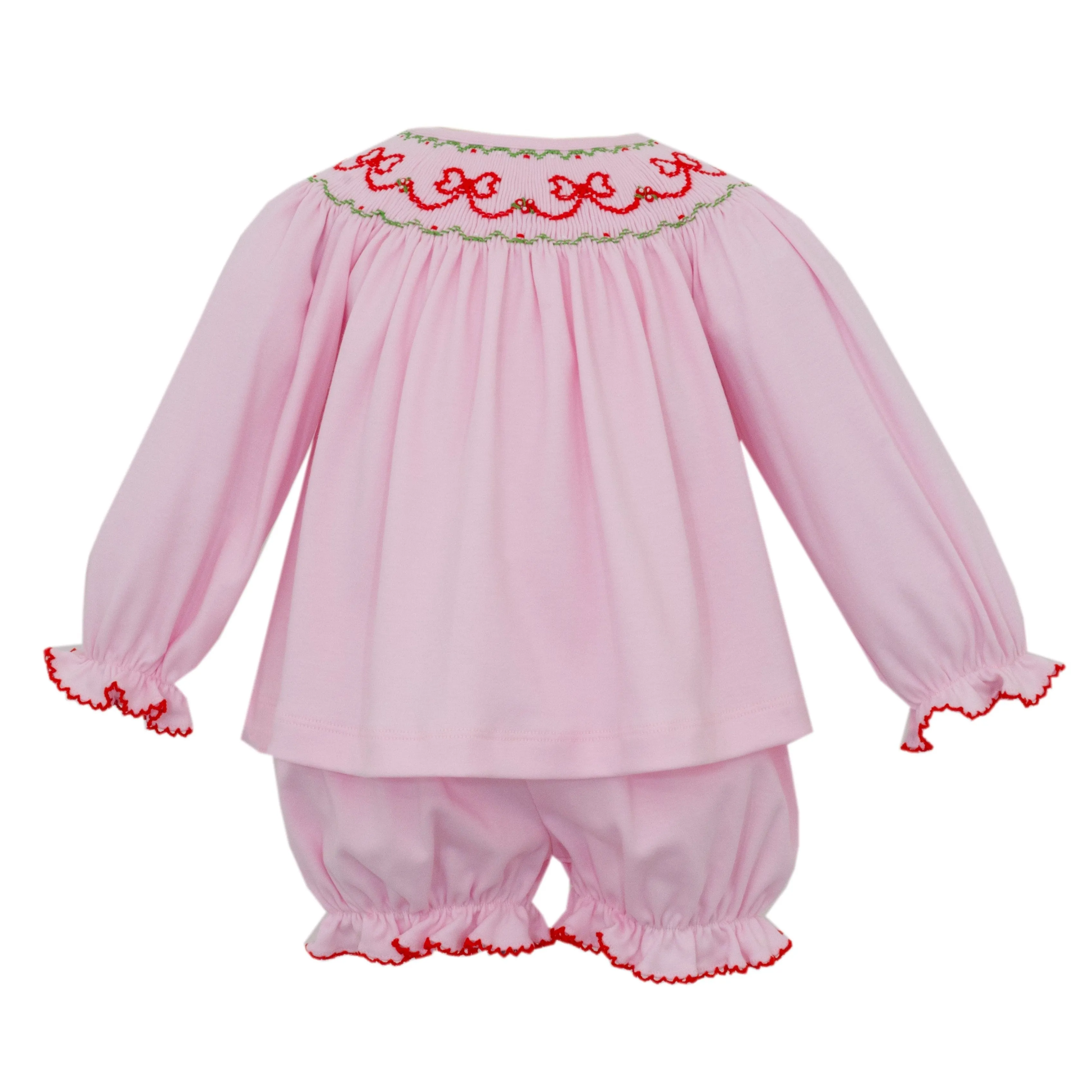 Red Bow Knit Bloomer Set- Pink