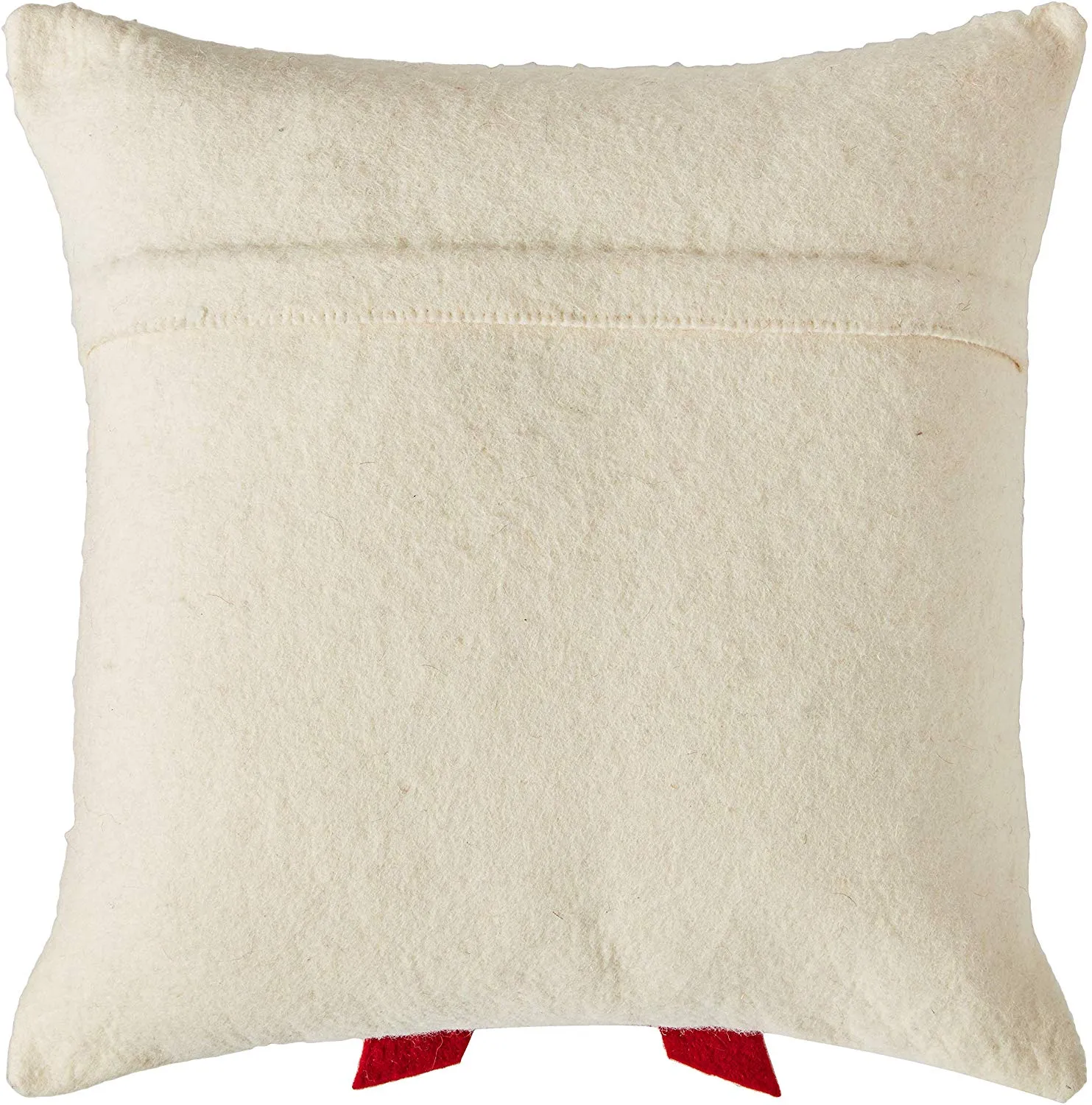 Red Bow on Cream - Christmas Pillow Cover in Hand Felted Wool - 14"