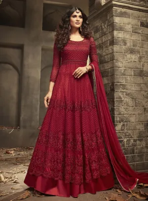 Red Bridal Gown Style Anarkali Suit