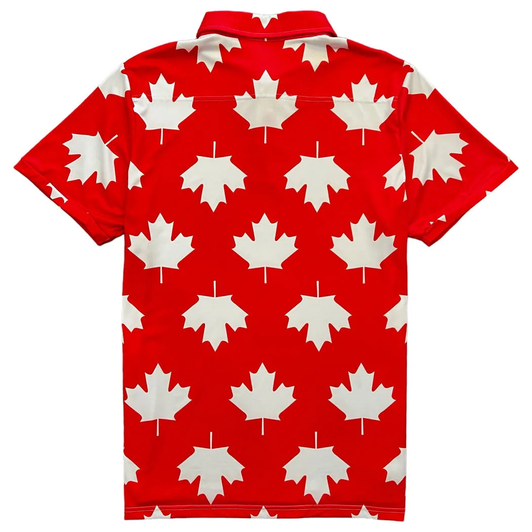 Red Canada Maple Leaf Canadian Men's Polo Golf Shirt