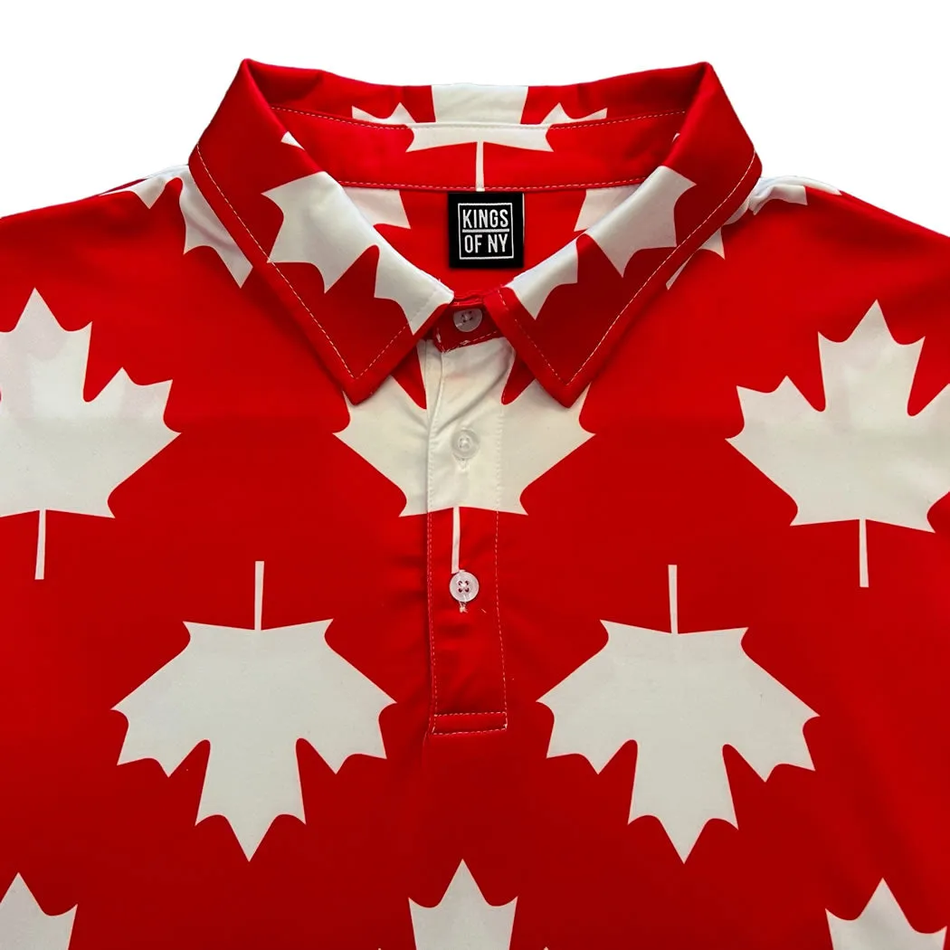 Red Canada Maple Leaf Canadian Men's Polo Golf Shirt