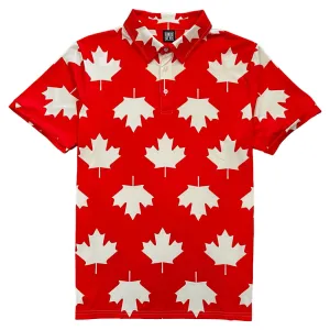 Red Canada Maple Leaf Canadian Men's Polo Golf Shirt