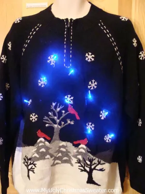 Red Cardinal Themed Light Up Christmas Sweater