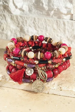 Red Cayenne Multi Strand Layer Bracelet