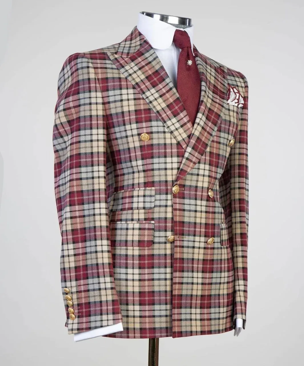 Red Check Double Breasted Suit