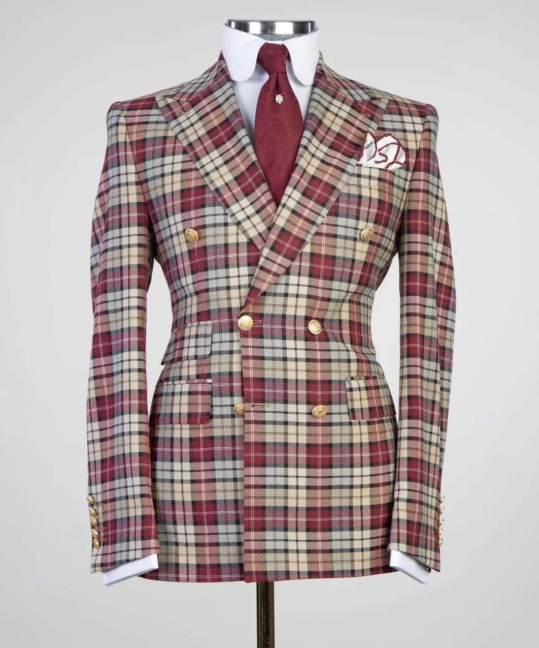 Red Check Double Breasted Suit