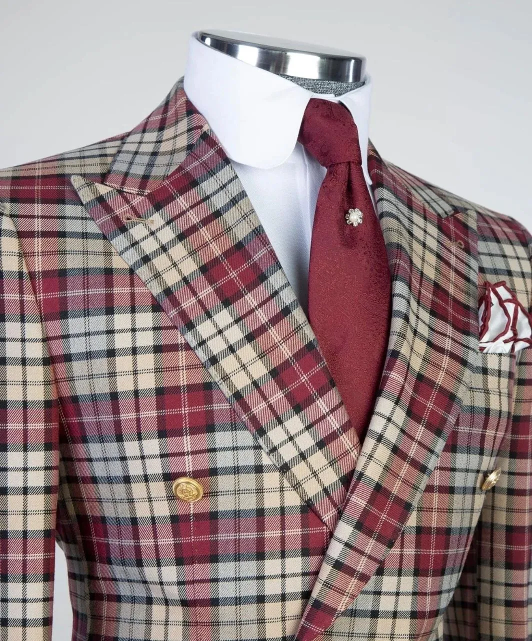 Red Check Double Breasted Suit