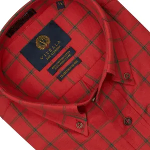 Red Check Men's Cotton & Wool Long Sleeve Shirts