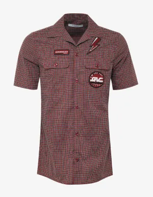 Red Check Short Sleeve Shirt with Badges